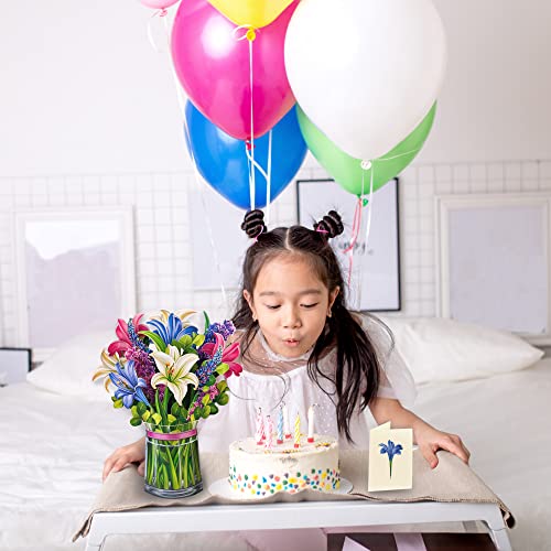 Freshcut Paper Pop Up Cards, Lillies & Lupines, 12 Inch Life Sized Forever Flower Bouquet 3D Popup Greeting Cards With Note Card And Envelope #TOP1