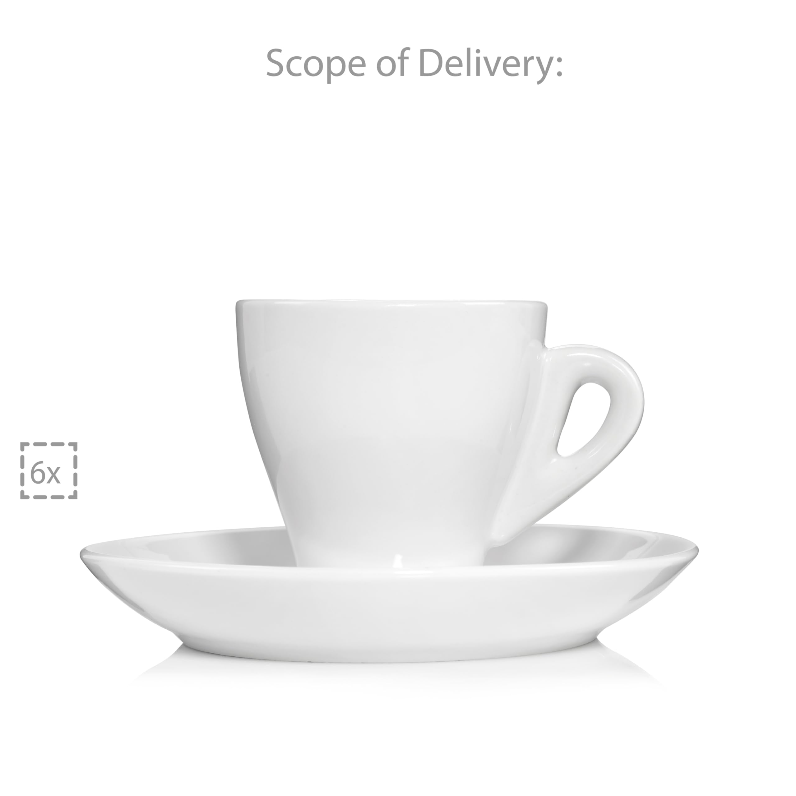 Sänger espressokopjes, set, wit, 12-delig, van porselein, inhoud 80 ml, 6 espressokopjes en 6 schoteltjes, robuuste mokkabeker, dikke drinkrand