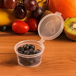 1000 X 1oz Hinged Sauce Pots with Hinged Lids Round Food Containers Deli Pots Sauce Tubs - Sealed Hygiene Proof Packaging (1oz l 1000 pcs)