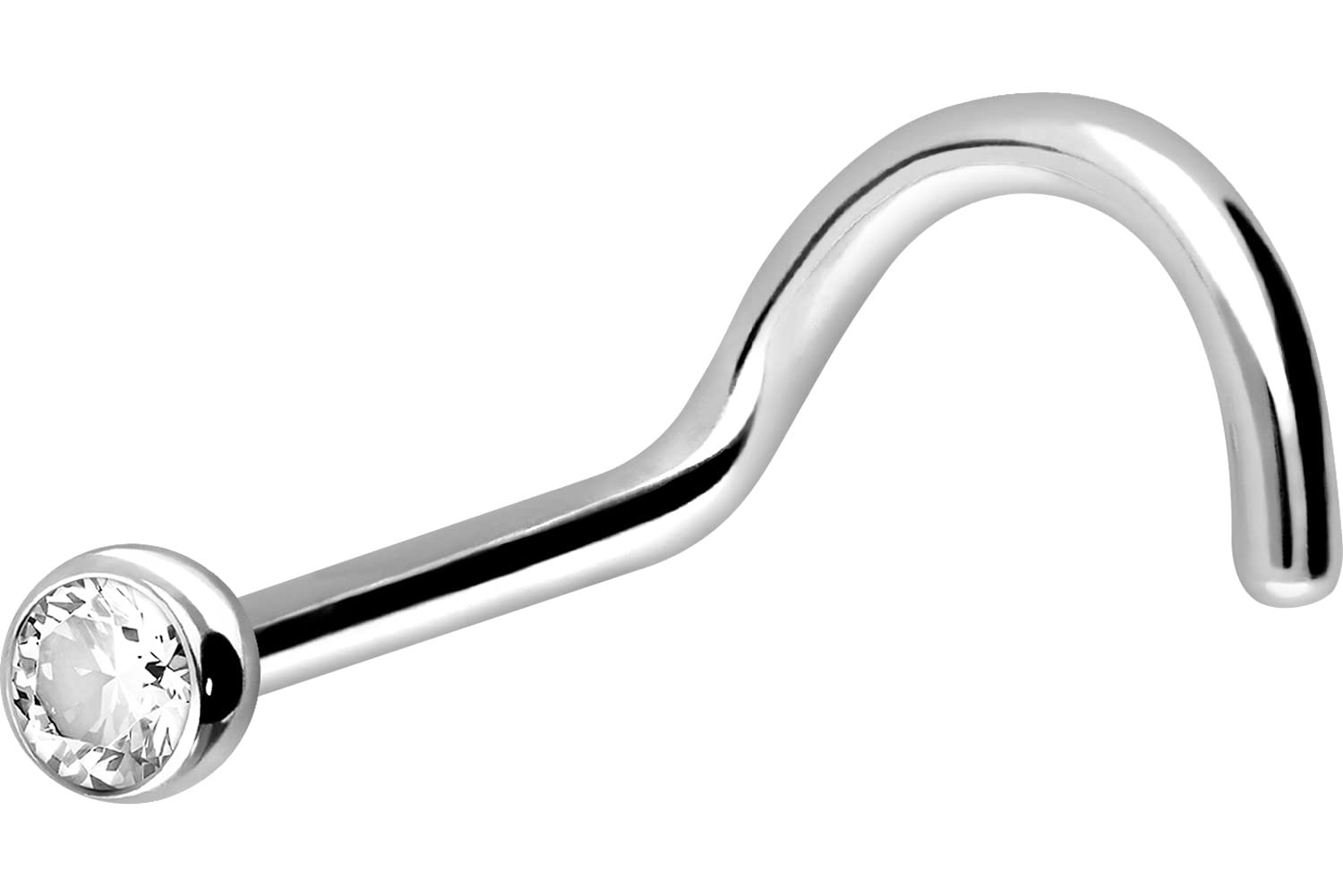 PIERCINGLINEPiercing de nariz en espiral, oro 750, 18 quilates, cristal de 1,6 mm, varios colores