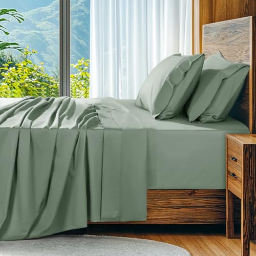 Image of SONORO KATE 1000 Series 100% Egyptian Cotton Queen Sheets,Extra Deep Pocket
