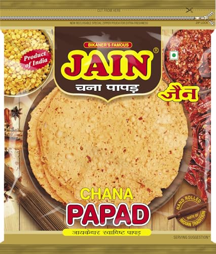 Image of JAIN Chana Papad, 400g, Papad Size-7.5 Inches, Handmade, Zipper Packing, No Preservatives, Contains 35-40 Papads Per Pack