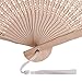 SL crafts 50 Sets Wooden Hand Fan Wood Handheld Folding Fans with Organza Bags and Thank You Tag and Tassels Wedding Party Favors