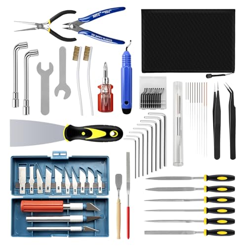 IdeaFormer-3D 62PCS 3D Printer Tools Kit,3D Printer Accessories Include Nozzle Cleaning Kit, Deburring, Removal Tools, Cutters, Wrench, Hobby Knife Set, Files, Screwdriver 3D Printing Tools