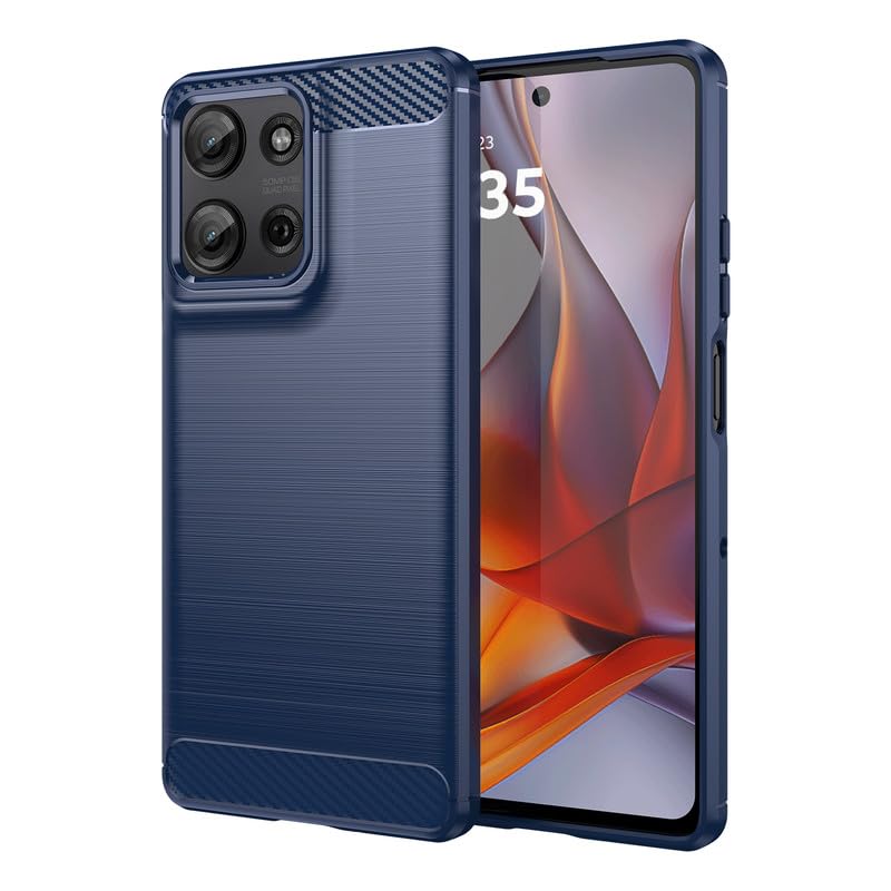 Image of Hybrid Carbon Fiber Back Case for Motorola Moto G75 5G (Blue)