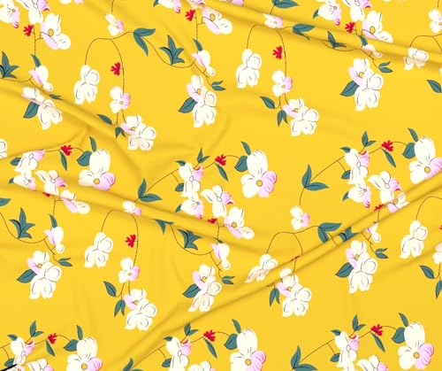 Image of HOMEKART 120 TC Cotton Rich ElasticCorner Fitted Bedsheet with 2 Pillow Covers | Double Bed 72x68+6 Inches | Wrinkle-Free, Super Soft & Breathable Floral Design | Yellow
