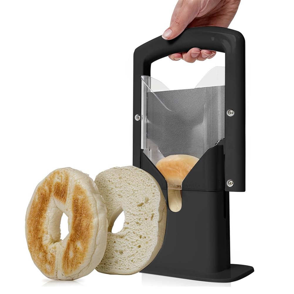 Hndhbfgrt Bagel Cutter Stainless Steel Handheld Bread Cutter Slicer with Handle Portable Muffin Slicer Kitchen Gadgets