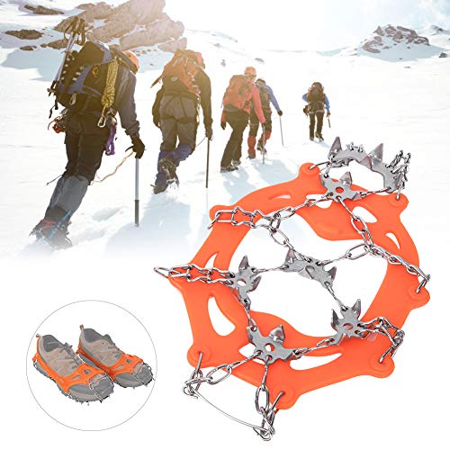 Cobertura para calçados de gelo, acessórios de escalada Grampos externos,(19 teeth orange, M)