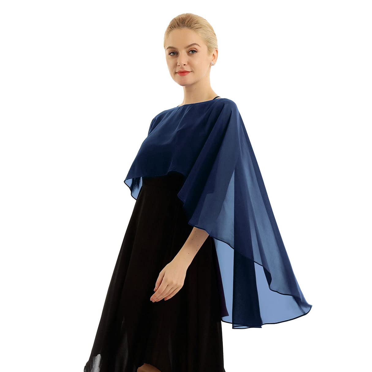 iiniim Chal Larga de Boda Fiesta Mujer Chica Chal Estola de Gasa Verano Capa Elegante de Novia Chifón Tops Bolero de Ceremonia Cárdigan de Boda Playa Shrugs Shawls