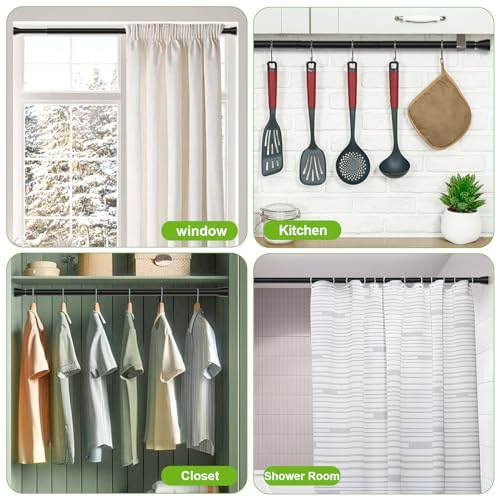 Image of Shower Curtain Rod 30-64 inch 2Pack Shower Adjustable Curtain Rod No Drilling Expandable Spring Pressure Rod Spring Curtain Rods for Bathroom Windows