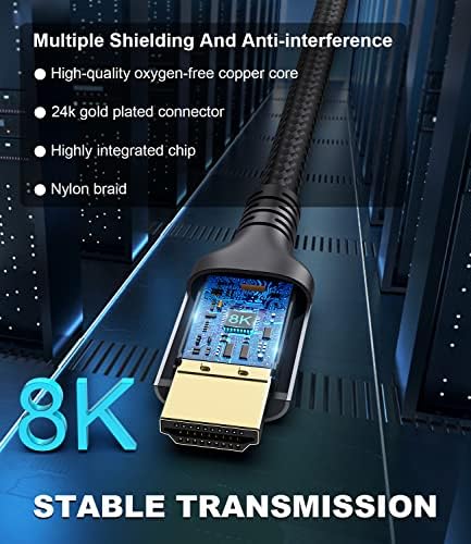 Certified 10K 8K 4K HDMI 2.1 Cable 8FT, 48Gbps Ultra High Speed HDMI® Cord - 5