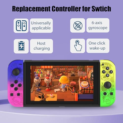 Haiovia Replacement Controllers for Nintendo Switch, OLED, Lite | Dual Vibration, Motion Control, Wake-Up Function, RGB Lighting, 15-Hour Battery (Purple) - Image 3