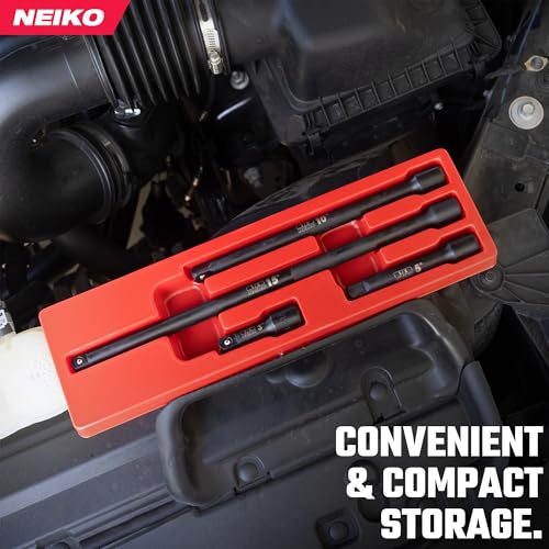 Image of NEIKO 00248A 1 /2-Inch-Drive Impact Extension-Bar Set, Impact Socket Extension Made with CrV Steel, 1 /2 Impact Extension Set Includes 3-Inch, 5-Inch, 10-inch, 15-inch