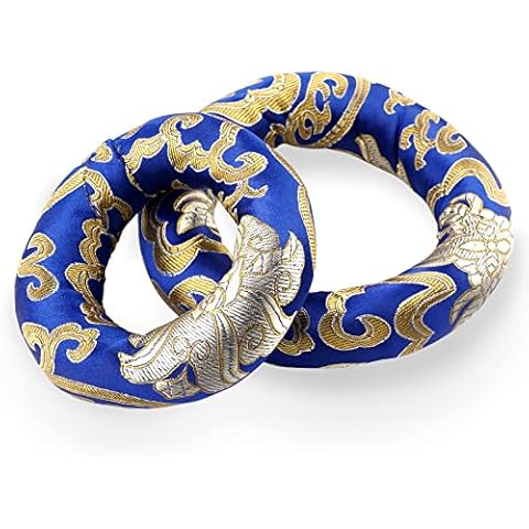 Hihealer Silk Brocade Cushion Pillow for Singing Bowl, Silk Ring Cushions Handmade in Nepal Round Cushion for Sound Bowls Meditation Accessories Cover