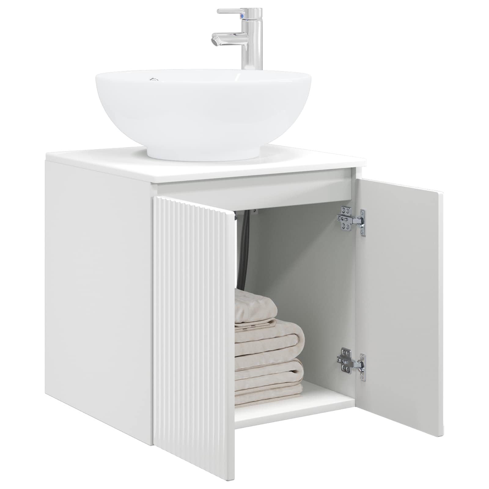 Lavabo da parete con lavabo, bianco lucido