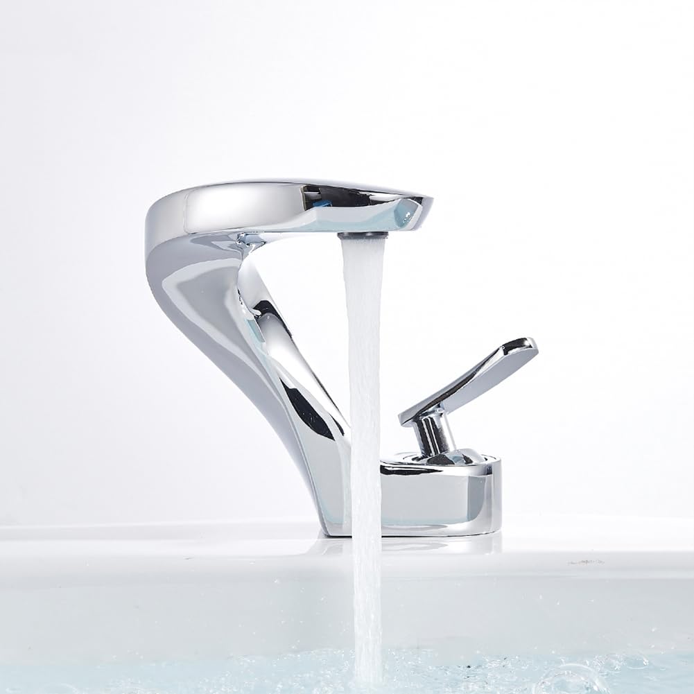 Lakkoakoaa B Asin Taps Athroom Asin Tap Modern Rass Single Lever Athroom Sink Mixer Faucet, Hot/Cold Water, With Uk Standard Hoses, Chrome
