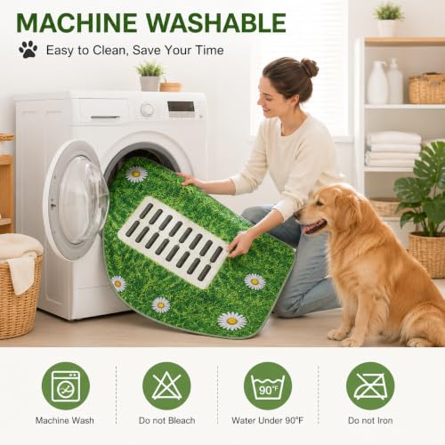 Image of Aitmexcn Washable Pee Pads for Dogs, 2 Pack Super Absorbent Reusable Puppy Pads, Lawn Design Reusable Dog Pads for Potty Tranning, Whelping, Playpen, Crate, Bed - 31 inchx36 inch - Green