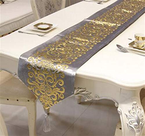 Caminos de Mesa Hogar y Cocina Mantel de camino de mesa dorado de lujo CláSico caminos de mesa bordados caminos de mesa de terciopelo de lujo decorativos con borlas Para Fiestas, Bodas, Mesas De Comed