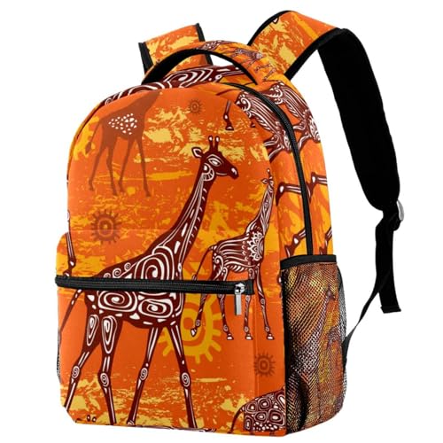 Sac à dos d'école girafe multicolore 40cm pour adolescents et voyage décontracté