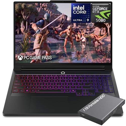 Image of Lenovo Legion Pro 7i Gaming Laptop, 16 inch 2.5K WQXGA OLED Display 240Hz, Intel Core Ultra 9 275HX, NVIDIA GeForce RTX 5080 16GB GDDR7, 32GB RAM, 1TB SSD, Wi-Fi 7, RGB Backlit, Win 11, w /1TB Portable HDD