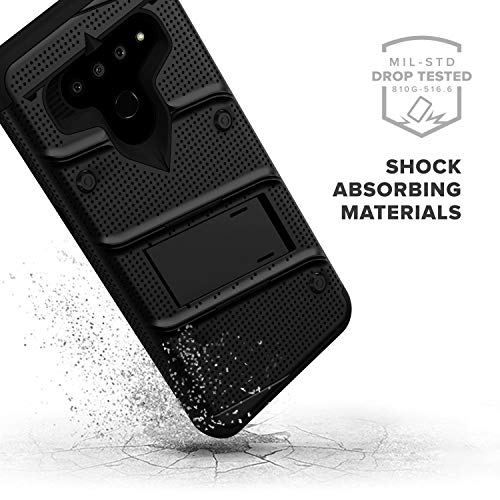Zizo Bolt Series Lg V50 Thinq 5G Case | Military-Grade Drop Protection W/ Kickstand Bundle Includes Belt Clip Holster + Lanyard Black Black #TOP5