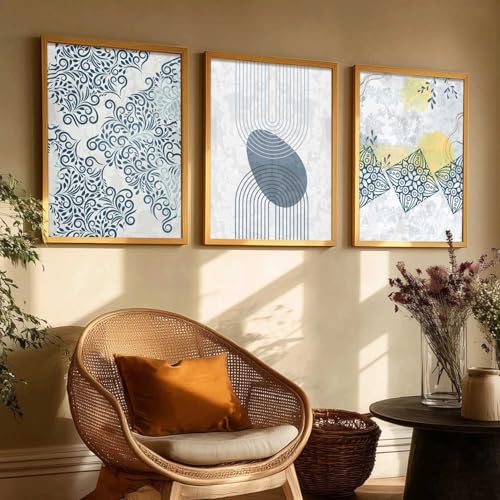 Image of HOTHOUSE Abstract Art Decorative Wall Art Print With Frame Abstract Paintings For Living Room Bed Room Hotel Wall Decor Digital Reprint Set of 3 (19X25 inch)