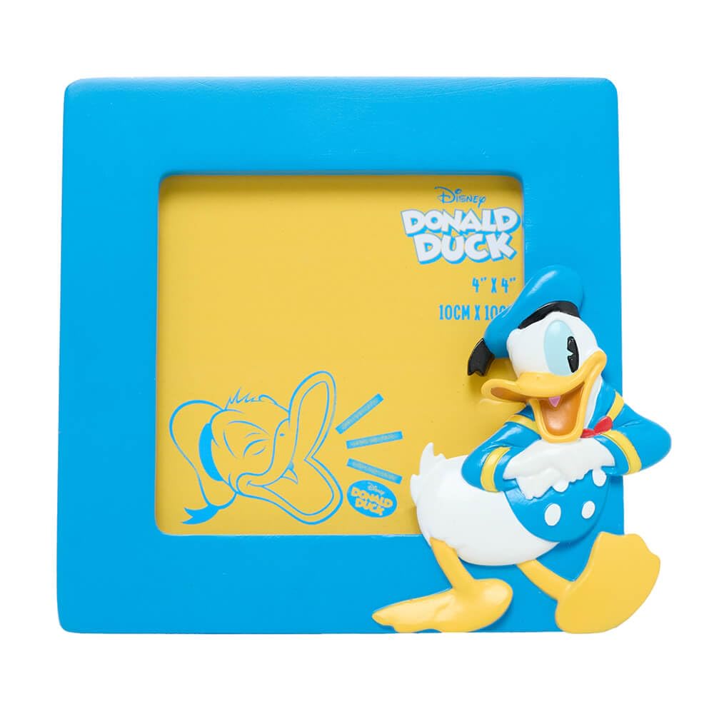 Widdop And Co Blue / Yellow Disney - Donald Duck - Square Photo Picture Frame X 4″ Single Aperture - Officially Licensed Merchandise - Homeware & Decor For Fans, Kids Bedroom, Living Room & Office. Self Standing & Easel Back. Size 4