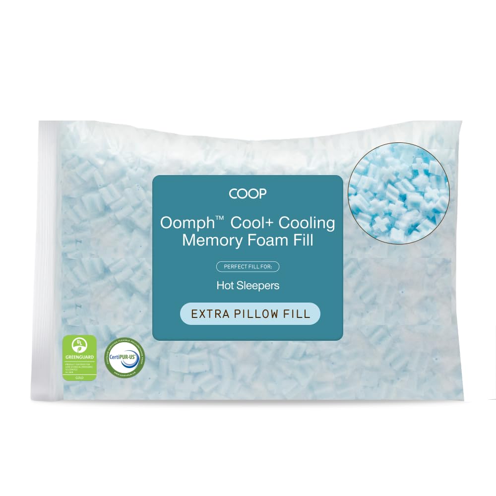 Extra Oomph Cool+ Pillow Fill, Gel-Infused, Plus Shaped Memory Foam Filling for More Airflow, 1/2 Pound Filler for Eden Cool+ Pillows, GREENGUARD Gold & CertiPUR-US Certified