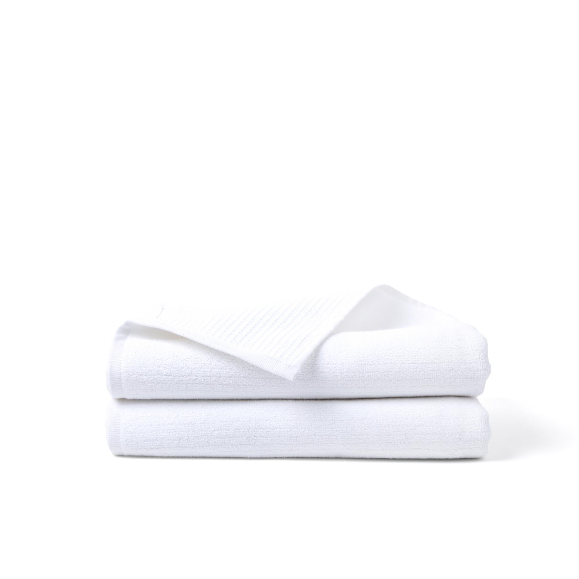 HEYLINEN Thick Organic Cotton Bath Towel Set of 2 | Soft Large Quick Dry Towel for Bathroom | Luxury Spa Towels | Waffle Terry Weave | White 35 x 60