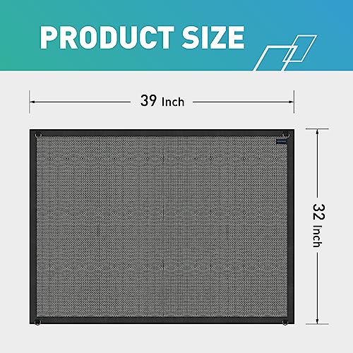 FCSOTSPS Fireplace Screen - 39\" W X 32\" H Fireplace Cover to Prevent Toddler Baby and Pets Near from Existing Fireplace, Durable Fireplace Guard for Home Decor (Polyester, Black)