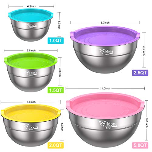 image for Mixing Bowls with Airtight Lids - 19 Piece Stainless Steel Nesting Bow