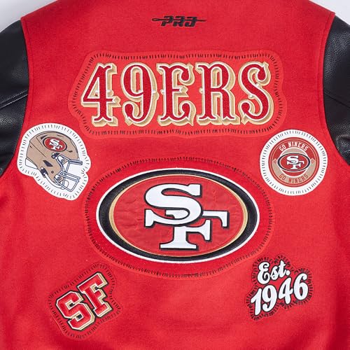 Pro Standard Mens NFL San Francisco 49ers DIY Pick Stitch Varsity Jacket Red/Black S - Image 5