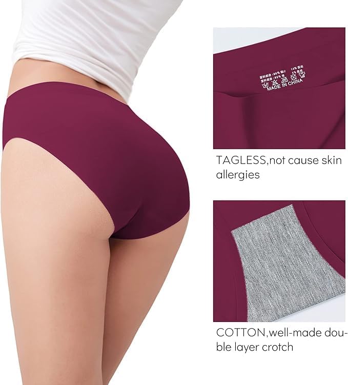 Image of LOURYN KOULYN No Show Underwear for Women Seamless High Cut Briefs Mid-Waist Soft No Panty Lines,Pack of 5