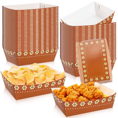 100 Pcs Mexican Snack Trays Cielito Lindo Party Decoration Platos De Barro Mexicanos Taco Boats Fiesta Decor for Mexican Party Supplies Cinco De Mayo Favor(Brown Cielito Lindo)