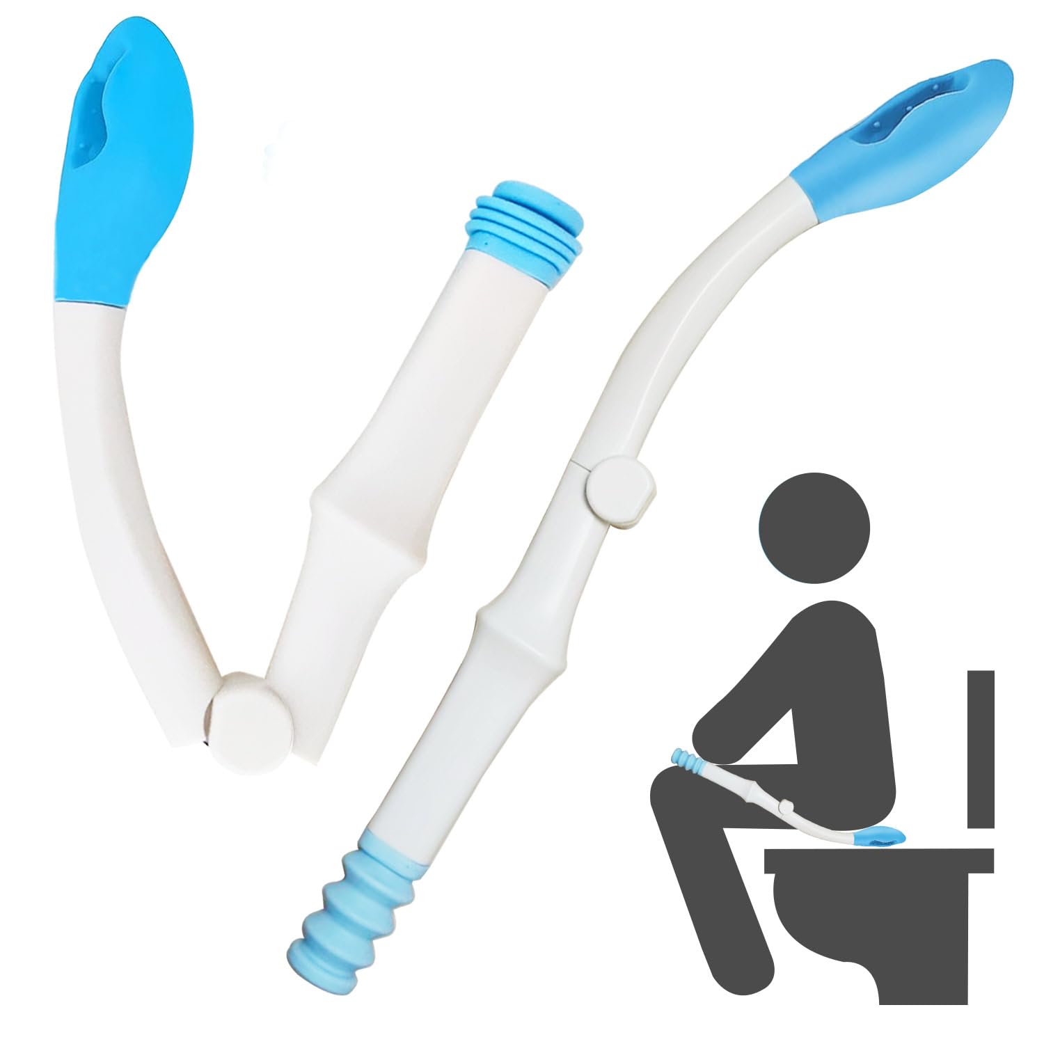 Faltbare WC-Hilfsmittel zum Abwischen, 40 cm lange Reichweite, Komfort-WC-Wischhilfen, Butt Wiper Self Wipe Assist WC-Hilfsmittel, Badezimmer-Boden-Buddy Wischen, Selbsthilfe für eingeschränkte