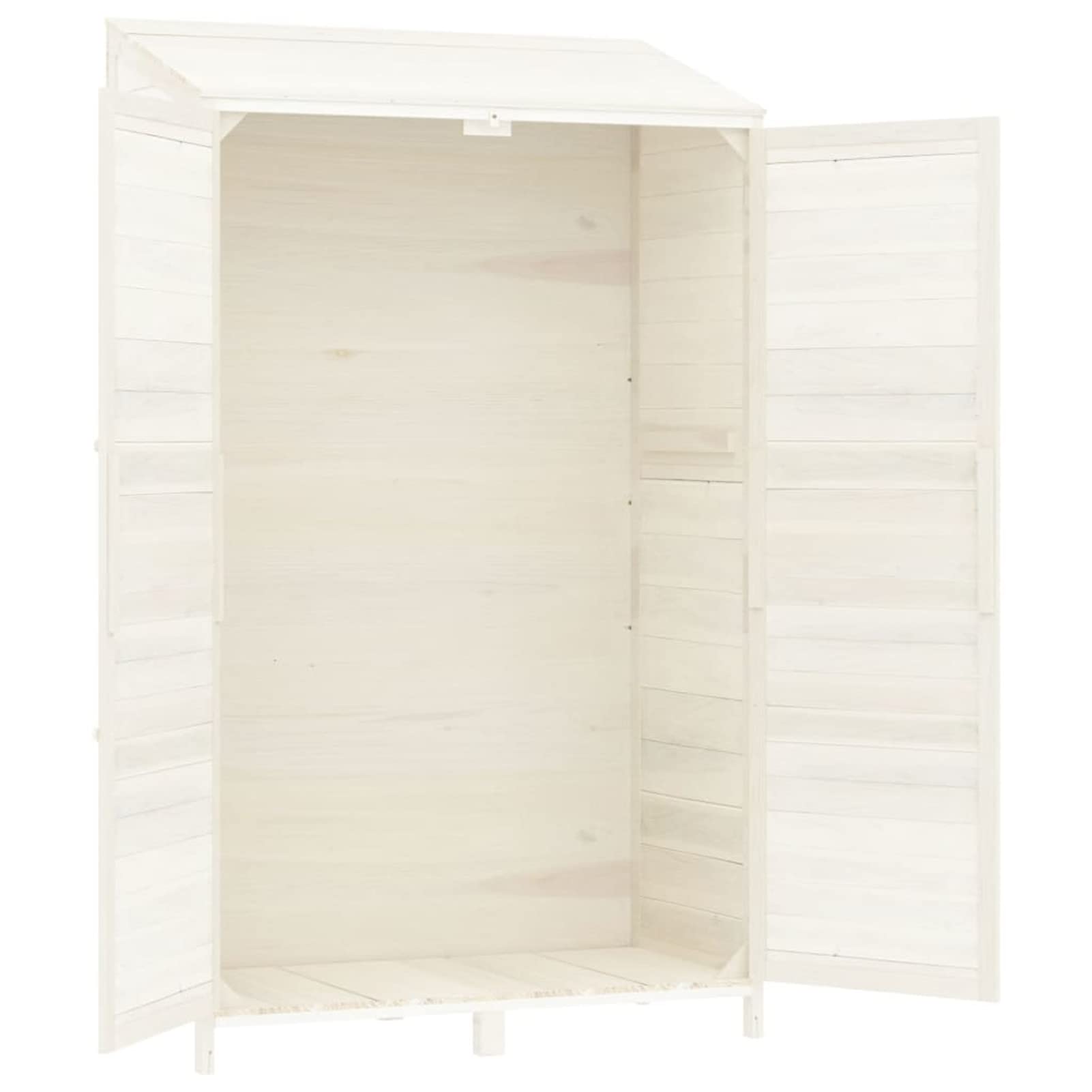IKAYAA KAYAA Cobertizo Exterior de Madera de Abeto Armario de Exterior para Herramientas 102 x 52 x 174.5 cm, Caseta de Jardín de Madera con 2 Puertas para Almacenamiento de Herramientas Blanco