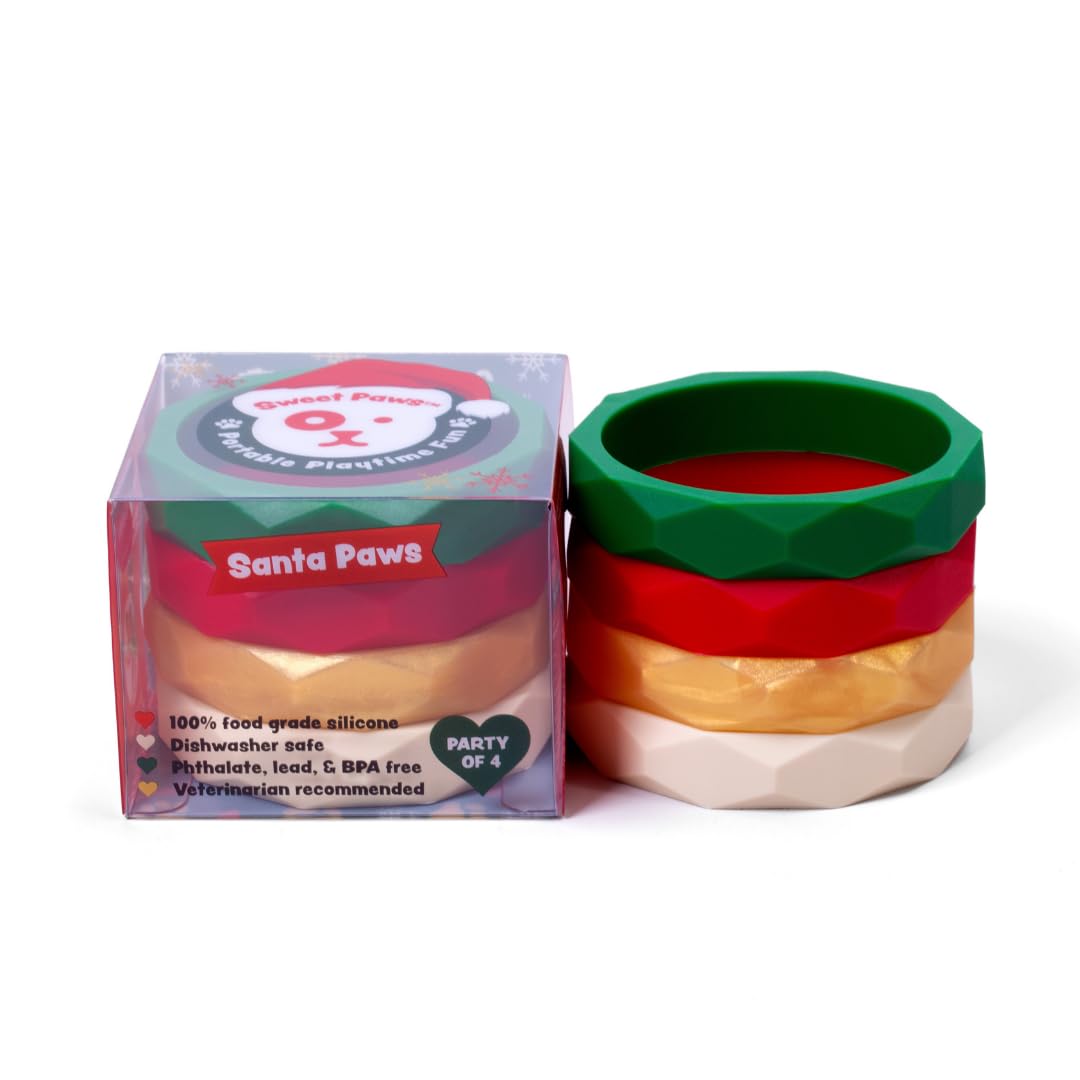 Anillos de dentición para cachorros, paquete de 4, pulsera de silicona de grado alimenticio, juguetes masticables para perros pequeños, perros medianos, juguetes para masticar cachorros, juguetes