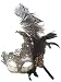 RedSkyTrader Womens Venetian Mask - Feathers and Lace One Size Fits Most Silver