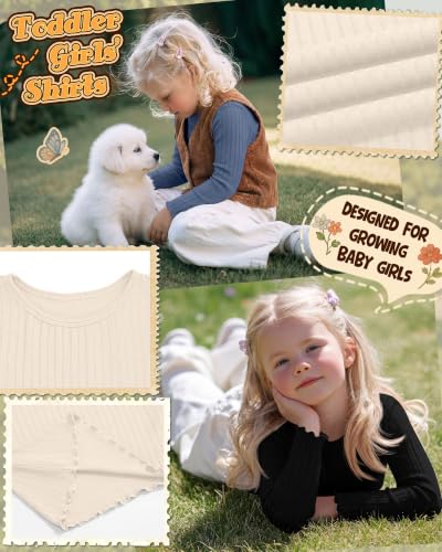 Image of 3 Pack Toddler Girls Cute Long Sleeve Cotton Shirts