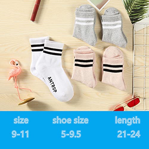 Antrop Quarter Crew Cotton Heel Tab Athletic Running Cushion 6 Pairs Socks, White, 9-122