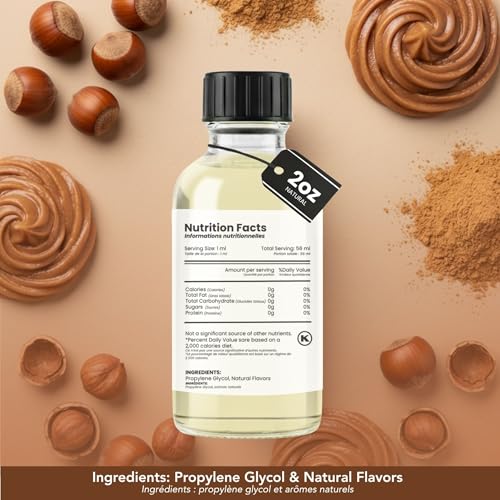 Image of Dolce Flav Natural Hazelnut Extract - 2 Ounce Water-Soluble Kosher, Sugar-Free, Premium Coffee & Baking Flavoring for Lattes, Biscotti & Frosting, Includes Measured Dropper