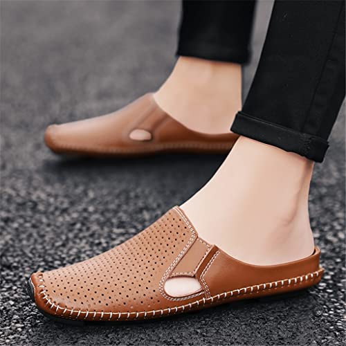 Men's Casual Breathable Mens Shoes Soft Leather Breathable Hollow Out Beach Shoes Man(38 Code)4