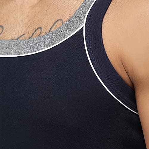 Image of sporto Men's Round Neck Solid Vest, 100% Super Combed Cotton, Ultra Light, Sleeveless - Combo Pack