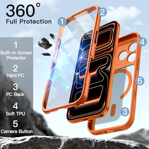 Image of JETech Case for iPhone 17 Pro, 360 Protection, Orange