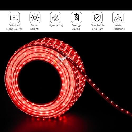Image of Errol led Strip Lights for Home Decoration | Waterproof led Rope Lights | Energy Saving Strip Light for Room | Home Decor Lights for Diwali, Christmas, Outdoor (Red, 5 Meter)