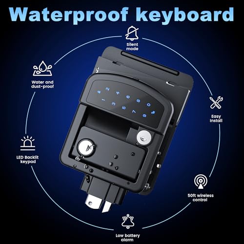 Image of RV Keyless Entry Door Lock with Bluetooth Remote and Keypad for Camper | Fits right-hinged B-Class RV doors with 2.75 inchx3.75 inch cutouts and 1.25 inch-1.5 inch thickness. Not for Class A /C or glass doors