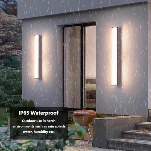 Applique murale LED extérieure noire 90cm IP65 pour terrasse