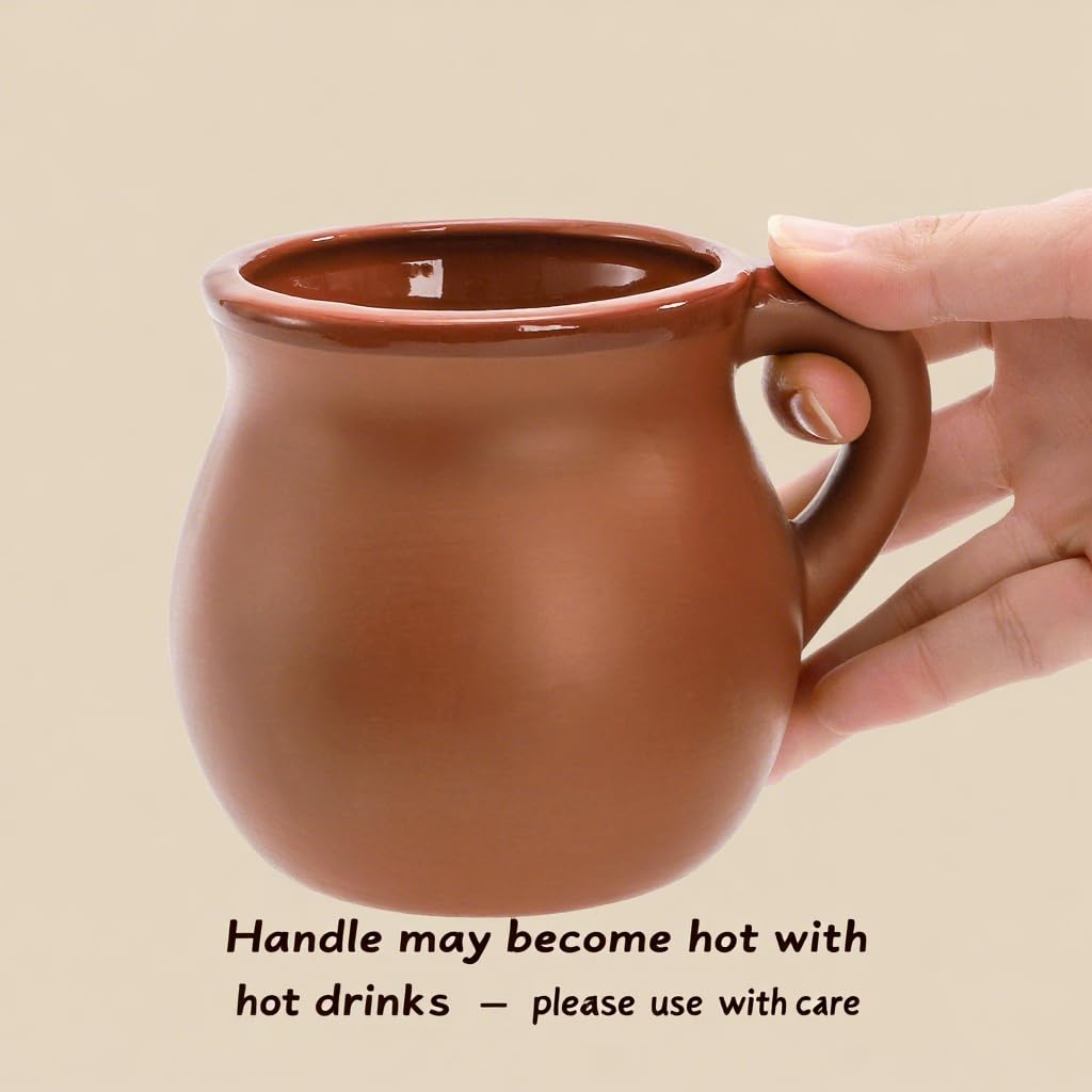 Kingrol Confezione da 6 tazze in argilla messicana autentica – Tazas de Barro, ceramica artigianale per bevande calde e fredde, caffè, tè e cocktail