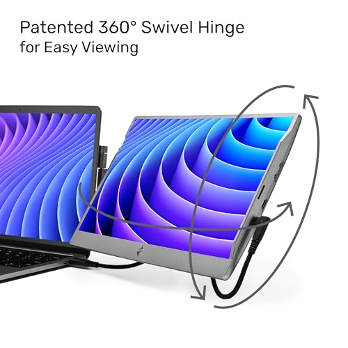 Image of SideTrak Swivel 14 inch Portable Monitor for Laptop, Screen Extender with Patented Swivel Hinge, Attachable Travel Monitor, Dual Screen FHD Display, USB-C & HDMI, (Dark Gray)