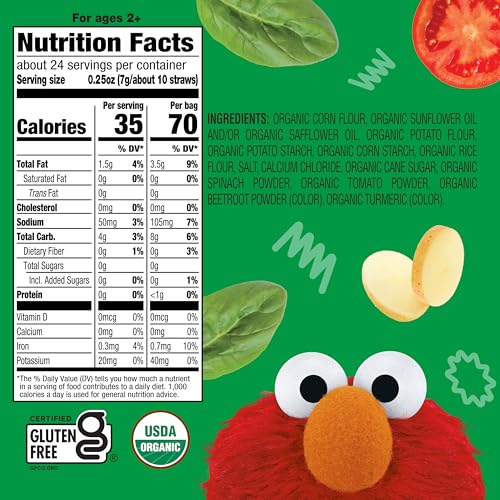 earth39s best organic kids snacks sesame street toddler snacks organic garden veggie straws for toddlers 2 years and older original multipack 5 oz bags 12 count
